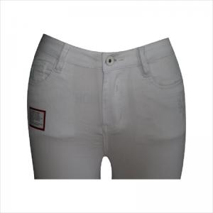 hög midja vit rippad knä och hem skinny jean WS1001