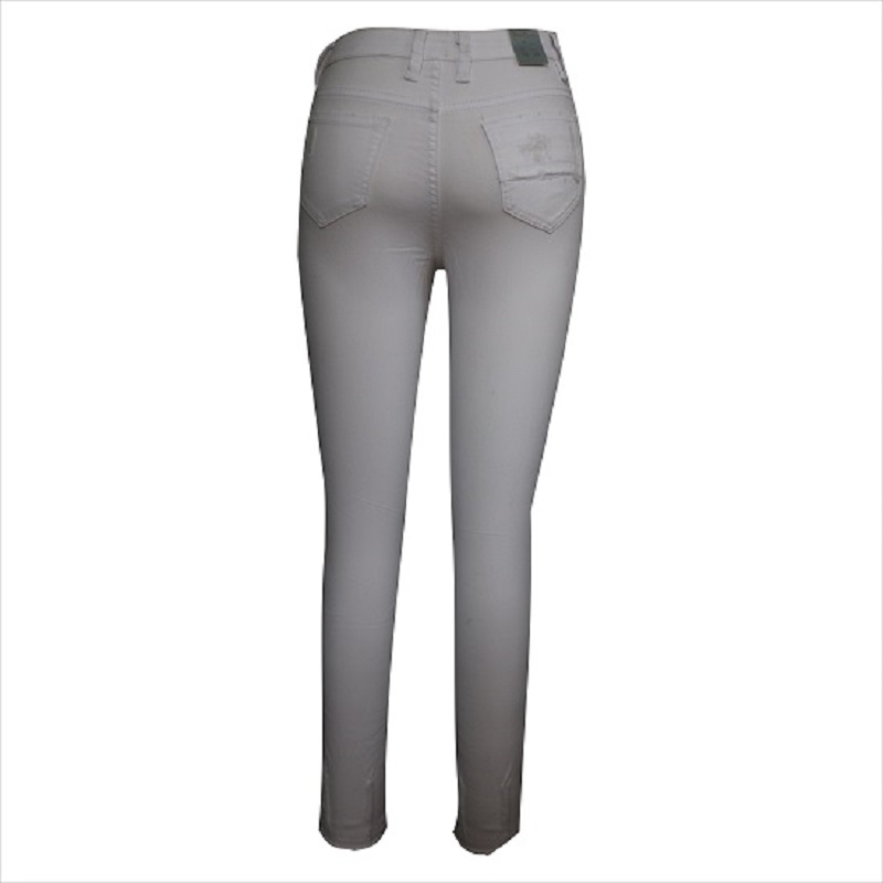 hög midja vit rippad knä och hem skinny jean WS1001