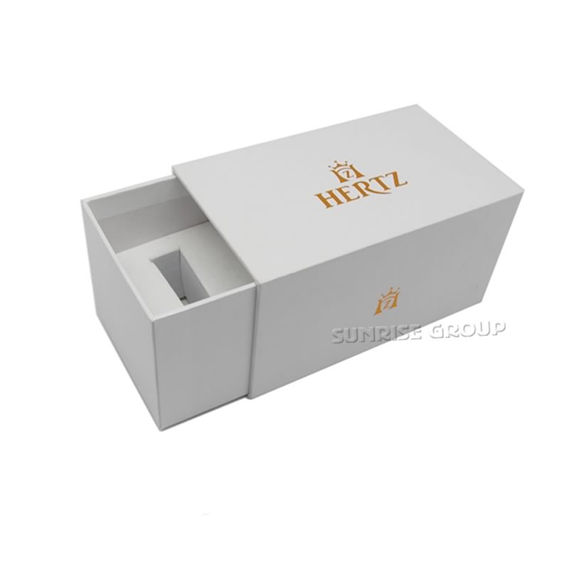 Luxury Rigid Kartong Watch Packaging Box med guldfolie Logo