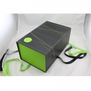 magnetfällbar pappers presentförpackningslåda med band