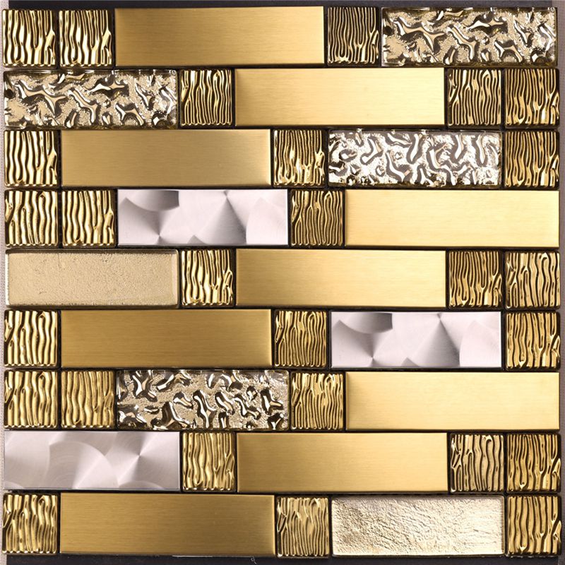 Backsplash Mosaics till salu Gold Metal Art Mosaic