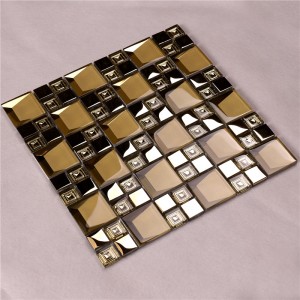 HDT04 Hot Seling Beveled Electroplated Rose Gold Color Glass Mosaic Tiles