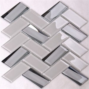 Härdad fiskplatta Ljusbeige glas kök Backsplash plattor