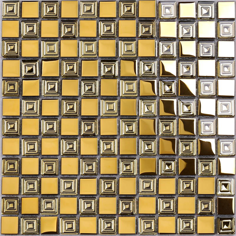 HDT10 Midle East Style Golden Metal ser galvaniserade glas fyrkantiga mosaikplattor