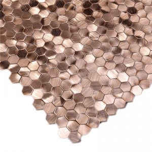 Nyheter Rose Gold Mix Brown Metal Mosaic Tile Wall Art