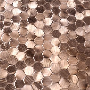 Nyheter Rose Gold Mix Brown Metal Mosaic Tile Wall Art