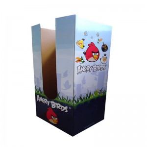 Anpassad kartongskärmstativ, korrugerad kartongskärmställning, hyllenhet för golvskärm