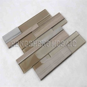 Unik Art Strip-glasblandad keramisk marmormosaik med högkvalitativ tunnelbanakakel