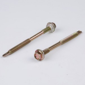 Självborrande skruv med plastbricka, dubbel gänga, gulförzinkat, sexkant