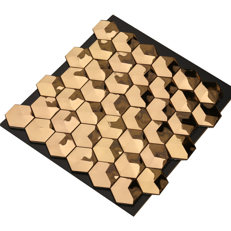 Lyx 3D guld hexagon metall väggtegelplattor Art Decor