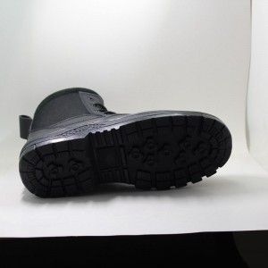 Militärstövel med hög fotled i äkta svart armläder