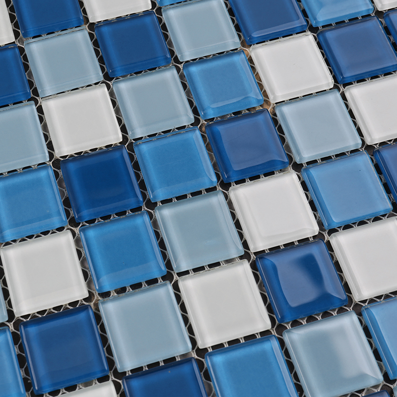 Konkurrenskraftigt pris Crystal Glass Mosaic Billig Pool Tile Blue