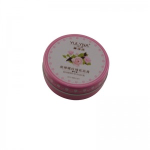 Liten rund tvådelad läppbalsam, kosmetisk förpackning tennlåda