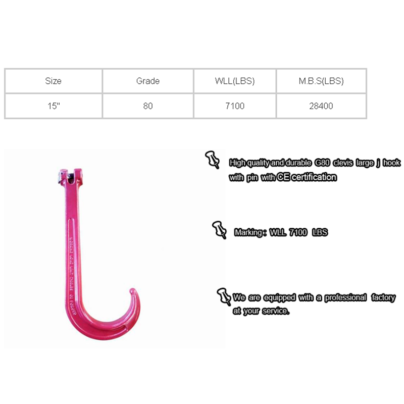G80 Clevis Large J Hook With Pin