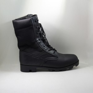 Svart läder gummi yttersula Military Army Combat Boots