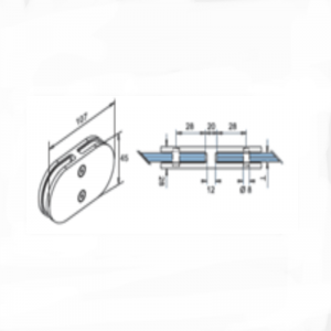 Rostfritt stål glasklämma i mellersta D-typ