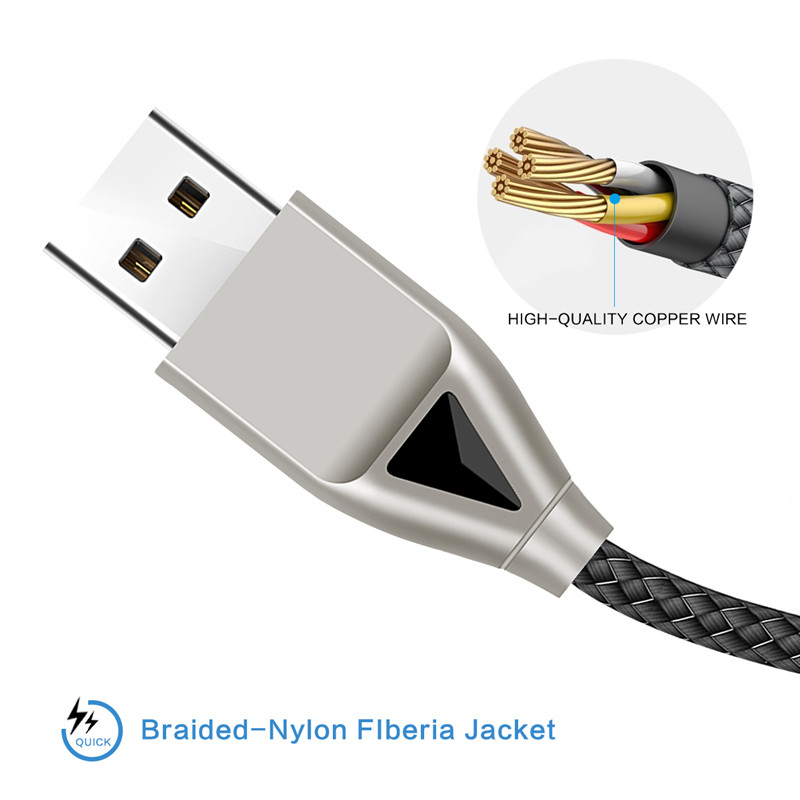 KPS-8449CB nylon USB-kabel -diamond typ-c / belysning / mikro