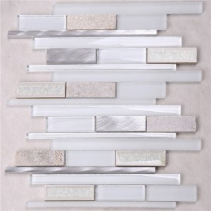 Factory Direct Ocean Blue Crystal Glass Strip Mosaic Tile HSD124