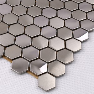 Premium högkvalitativ Hexagon rostfritt stål metall mosaik kök stänk baksida