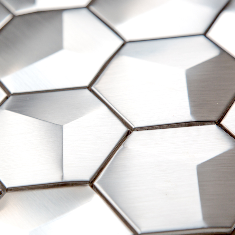 Sliver rostfritt stål kakel hexagon matt metall mosaik för kök backsplash