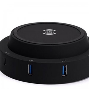 Bärbar trådlös mobiltelefonladdare med USB-laddningsstation med flera portar