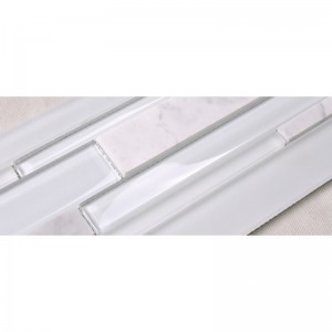 HSD131 Hot Sale senaste design Vit Carrara Marmor Blandat glas Mosaik Kök Backsplash Subway Tile