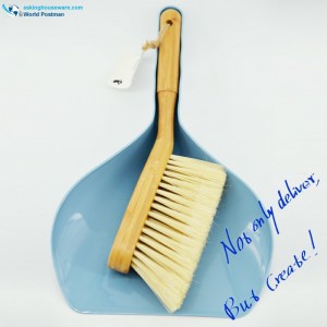 Akbrand Bamboo Handle Dustpan Brush in Sky Blue Color