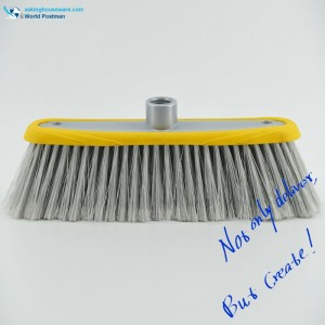 Akbrand Round Rim Plastic Broom Head med tjocka mjuka TPR Bordure dubbla hål i borstbrädan