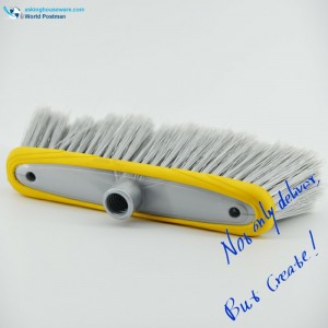 Akbrand Round Rim Plastic Broom Head med tjocka mjuka TPR Bordure dubbla hål i borstbrädan