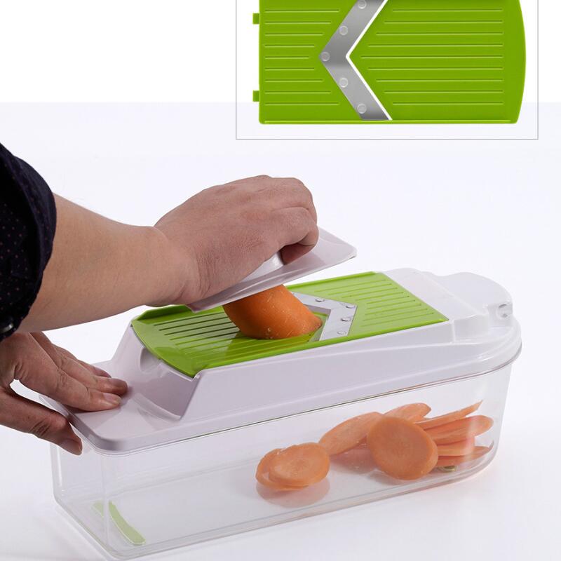 Flera blad Vegetabilisk hackare Mandoline Slicer Dicer, rostfritt stål grönsaksskiva