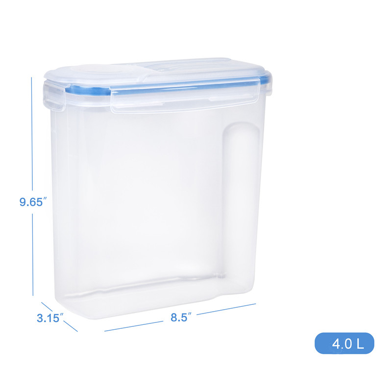 100% läcktätande tätningslock Plast BPA-fri spannmål och torr matlagring Behållare för spannmål Mjöl Mjölksuppsättning av 2 st x 4,0 L