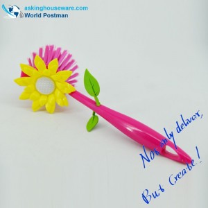 Akbrand Pink Color Kitchen Dish Cleaning Borste med solrosdekoration