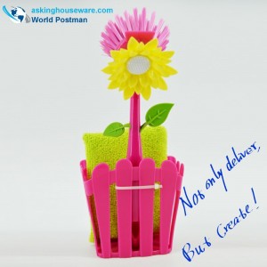 Akbrand Köksrengöringsborste och förvaringsskopa med suckers och svampskur