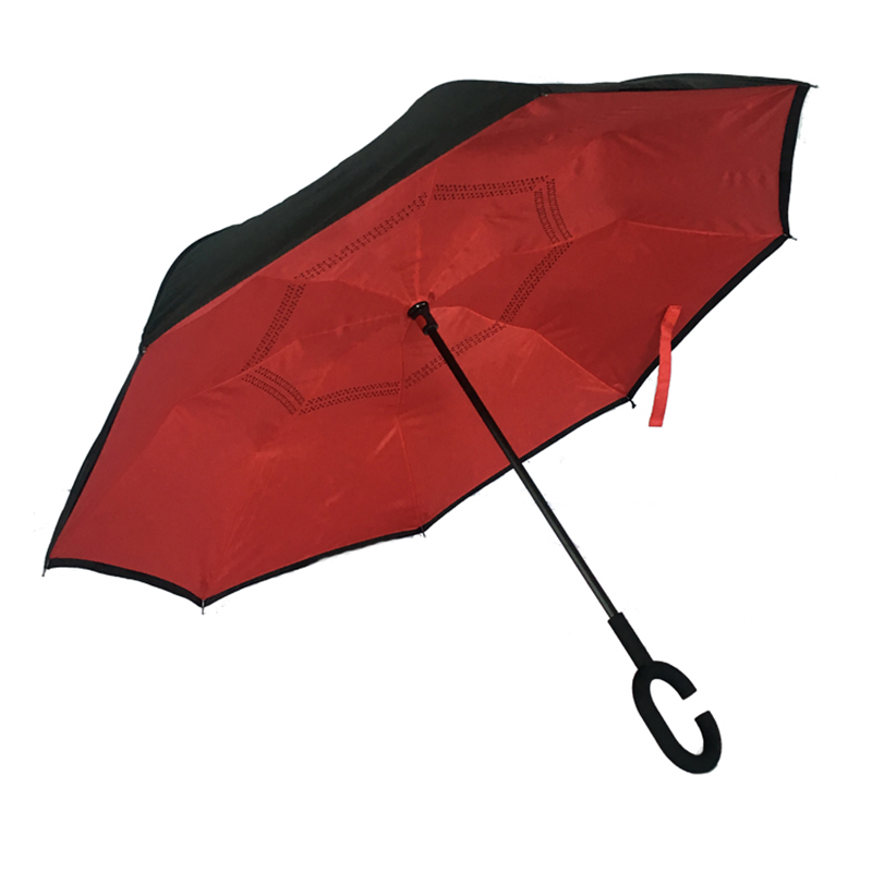 Omvänd upp och ner Striaght Paraply Manual Öppen funktion Cutom Printing Logo Hands Free Paraply