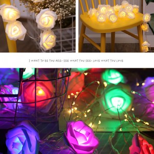 10 / 20LEDs Batteridrivna LED-rosblommor Stringlampor Julfe-ljus Valentine Wedding Holiday Party Decoration