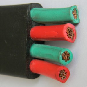 Flat gummi nedsänkbar pump kraftkabel för kran, hiss / undervattens