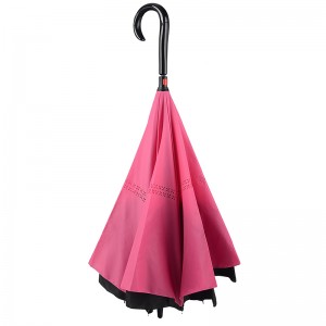 Grossister vindtät paraply inverterat paraply J handtag för omvänd bil