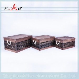 Naturligt PE-rottinghandtag vävd förvaringsfack