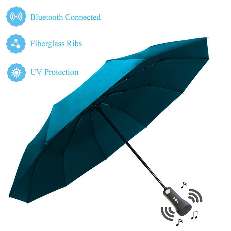 Bluetooth paraplyhögtalarmusik UV-skydd ny uppfinning special 3 vikbart paraply