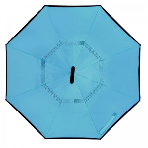 Anpassat tryckt dubbelskikt C-handtag upp och ned regnparaply