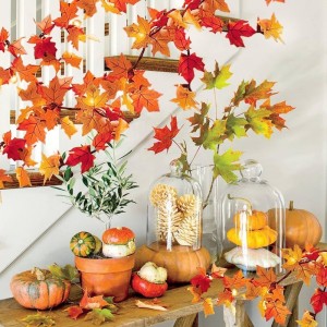 3M Thanksgiving Harvest Maple Leaves Lighted Fall Garland 30 LED-strålkastare