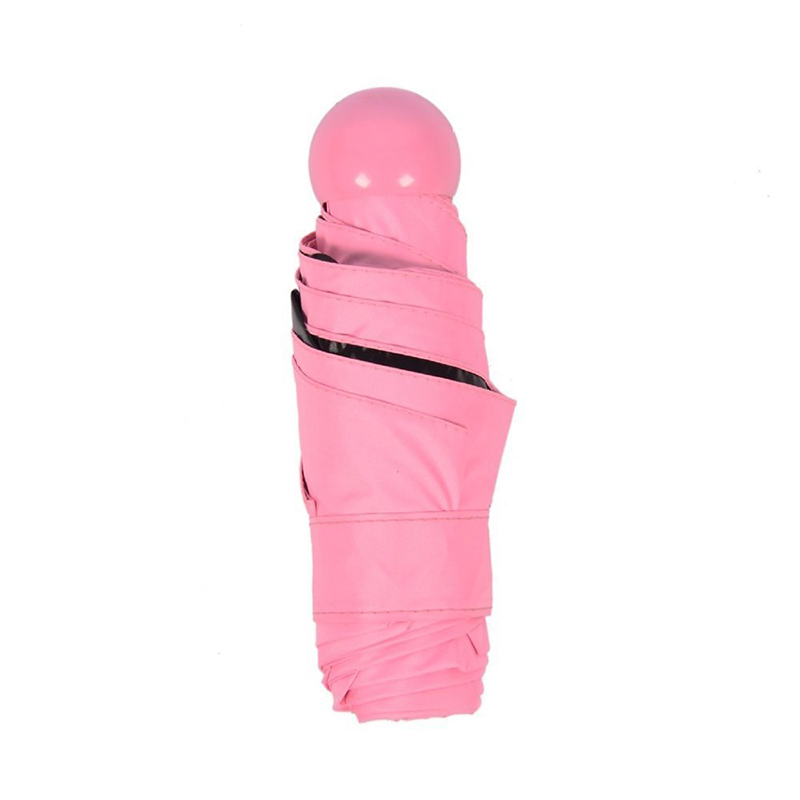 Paraply 2019 6 paneler Mini 5-faldig svart belagd anti-uv paraply Pink kapsel paraply