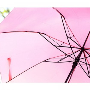 2019 Auto öppna Gul anka trähandtag krok 2 vikbara paraply