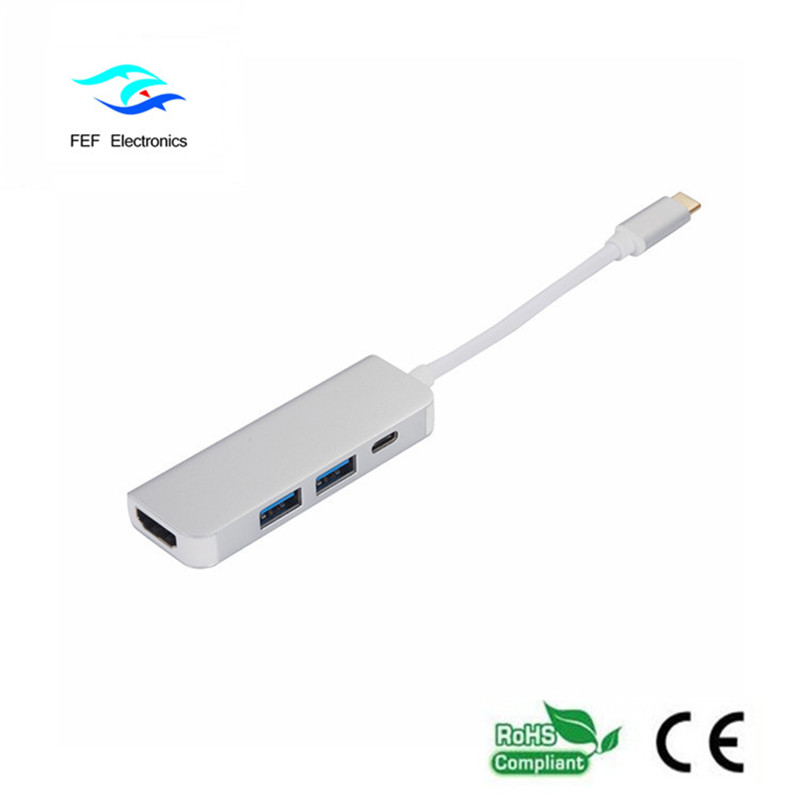 USB-typ c / HDMI-hona + 2 * USB3.0 Hona + SD + TF-omvandlare-kod: FEF-USBIC-022