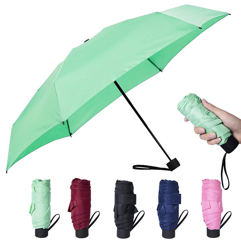 Metallram Mindre 5 vikande regnparaply för Parasolparaply för kvinnor