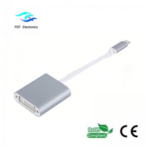 USB TYPE-C till DVI kvinnlig omvandlare ABS-skalkod: FEF-USBIC-003