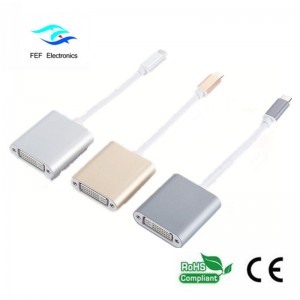 USB TYPE-C till DVI kvinnlig omvandlare ABS-skalkod: FEF-USBIC-003