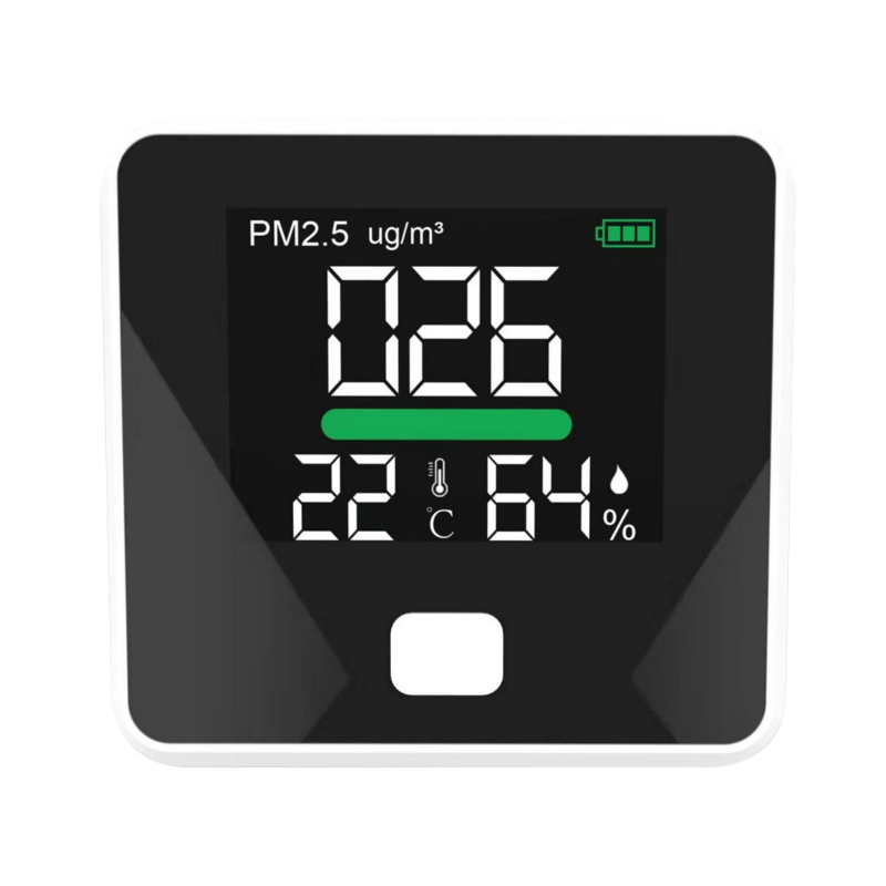 Luftkvalitetsföroreningsmonitor, dammdetektor, temperatur och fuktighetsmätare, sensor, testare; Upptäck PM2.5 / PM10 / PM1.0 Micron Dust, Testa inomhus TVOC Flyktiga organiska föreningsgas