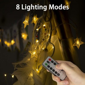 Strålkastare, Rymbo 34ft inomhus- / utomhusstjärnformar-lampor LED-varma vita blinkande lampor \u0026 USB-driven och genomskinlig strängkabel och fjärradapter
