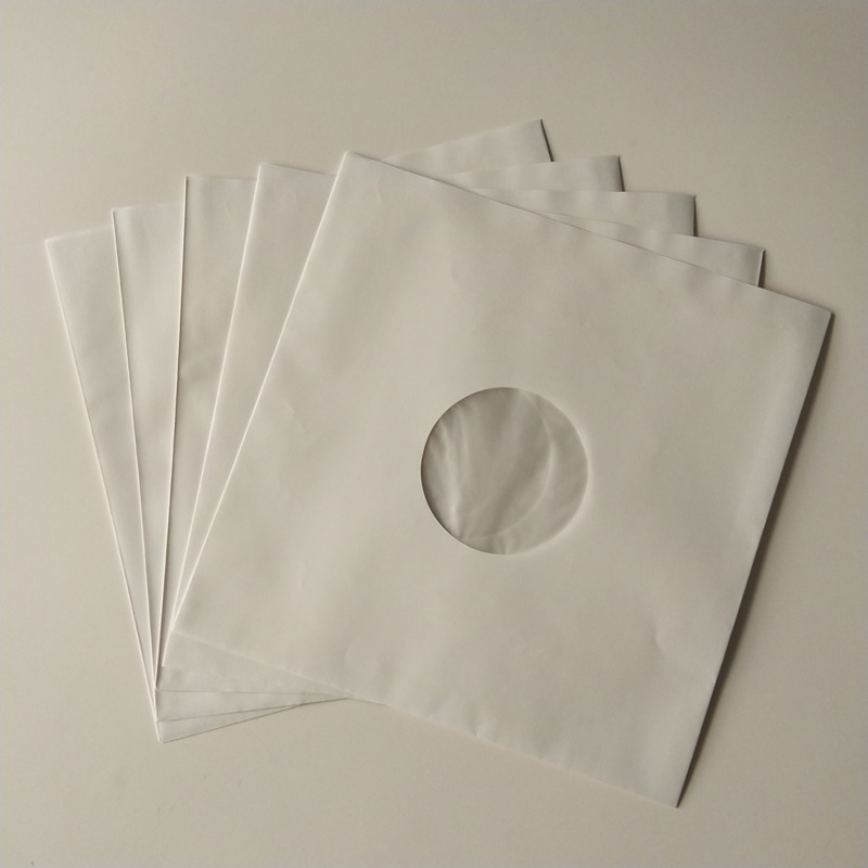 33 RPM White Kraft Paper Record Inner sleeves Polylined With Hole for 12 Vinyl Record